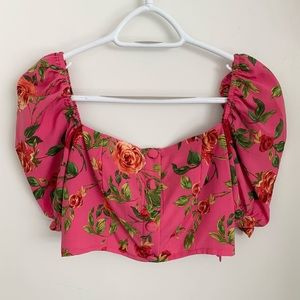 Floral Buttoned Crop Top